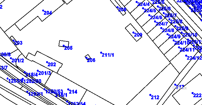 Parcela st. 211/1 v KÚ Hustopeče u Brna, Katastrální mapa