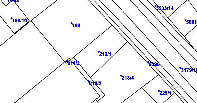 Parcela st. 213/1 v KÚ Hustopeče u Brna, Katastrální mapa