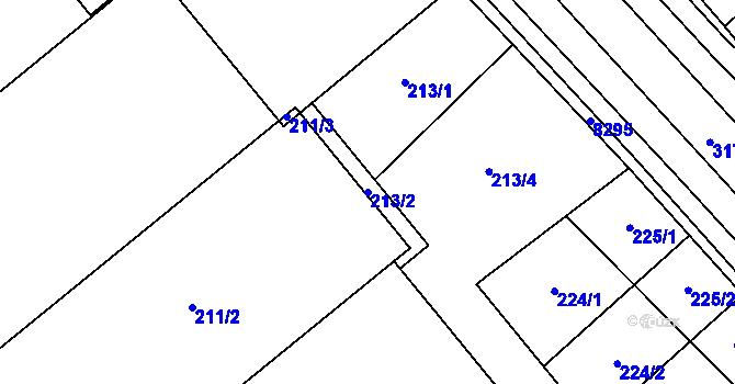 Parcela st. 213/2 v KÚ Hustopeče u Brna, Katastrální mapa