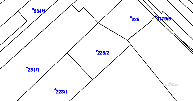 Parcela st. 228/2 v KÚ Hustopeče u Brna, Katastrální mapa