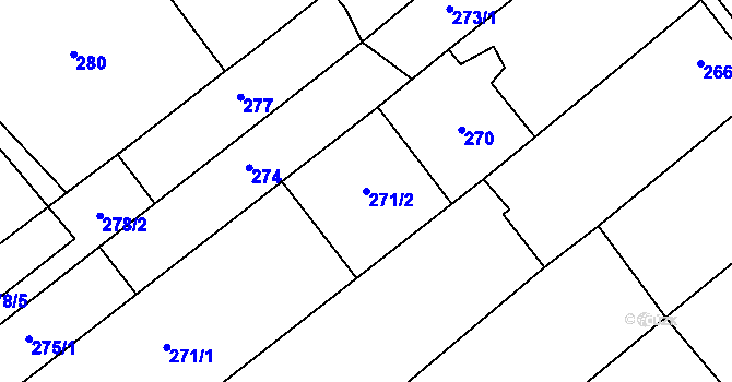 Parcela st. 271/2 v KÚ Hustopeče u Brna, Katastrální mapa