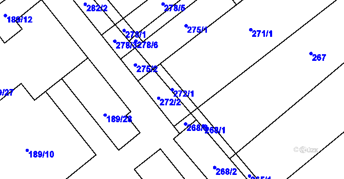 Parcela st. 272/1 v KÚ Hustopeče u Brna, Katastrální mapa