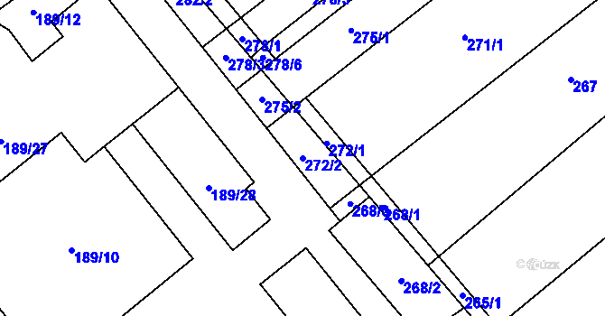 Parcela st. 272/2 v KÚ Hustopeče u Brna, Katastrální mapa