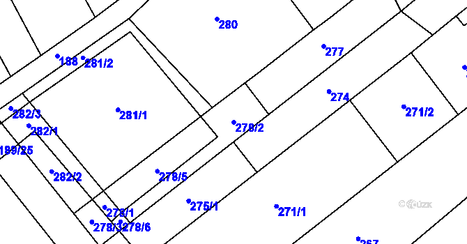 Parcela st. 278/2 v KÚ Hustopeče u Brna, Katastrální mapa