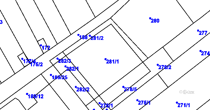 Parcela st. 281 v KÚ Hustopeče u Brna, Katastrální mapa