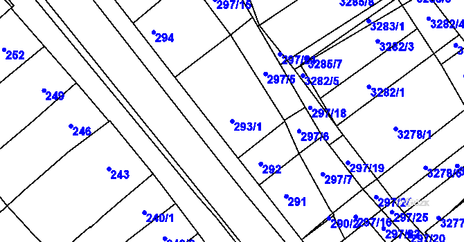 Parcela st. 293/1 v KÚ Hustopeče u Brna, Katastrální mapa