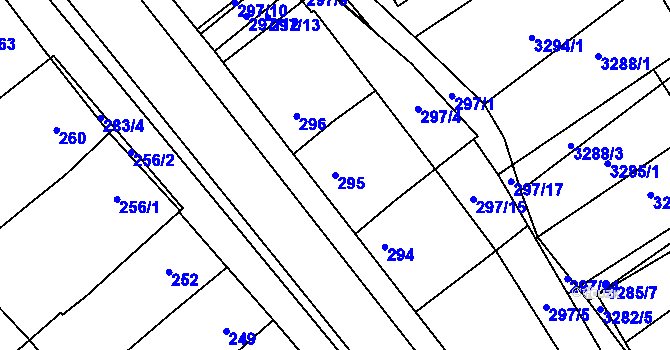 Parcela st. 295 v KÚ Hustopeče u Brna, Katastrální mapa