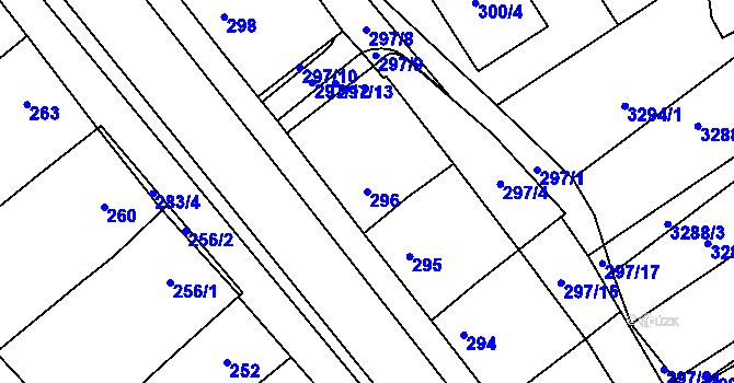 Parcela st. 296 v KÚ Hustopeče u Brna, Katastrální mapa