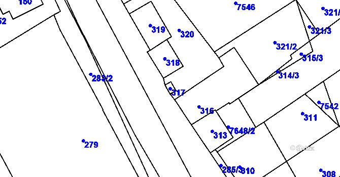 Parcela st. 317 v KÚ Hustopeče u Brna, Katastrální mapa