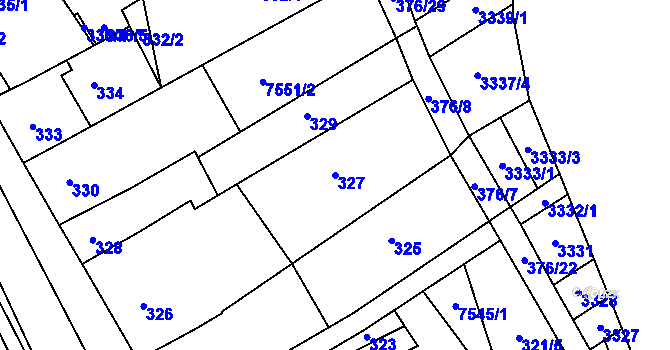 Parcela st. 327 v KÚ Hustopeče u Brna, Katastrální mapa