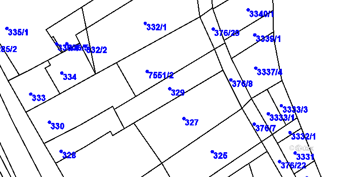 Parcela st. 329 v KÚ Hustopeče u Brna, Katastrální mapa