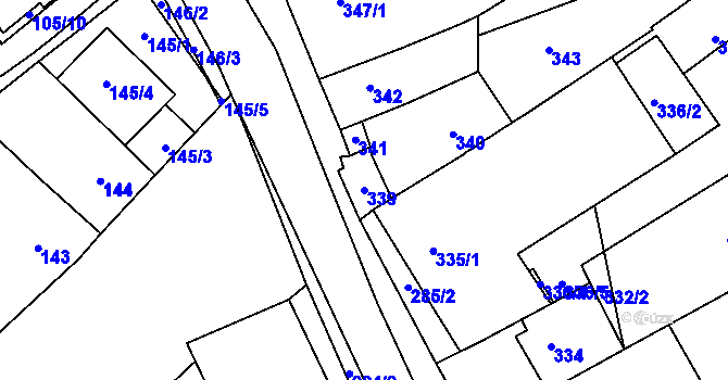 Parcela st. 339 v KÚ Hustopeče u Brna, Katastrální mapa