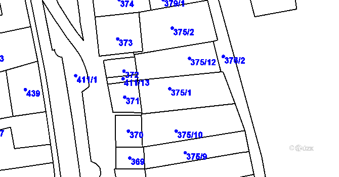 Parcela st. 375/1 v KÚ Hustopeče u Brna, Katastrální mapa