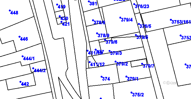 Parcela st. 377 v KÚ Hustopeče u Brna, Katastrální mapa