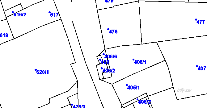 Parcela st. 406/6 v KÚ Hustopeče u Brna, Katastrální mapa