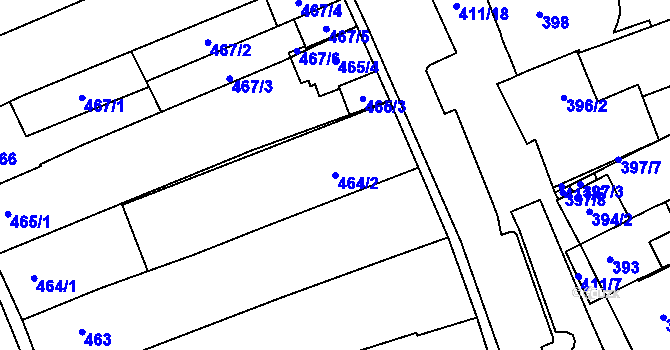 Parcela st. 464/2 v KÚ Hustopeče u Brna, Katastrální mapa