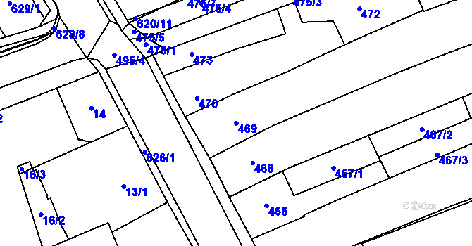 Parcela st. 469 v KÚ Hustopeče u Brna, Katastrální mapa