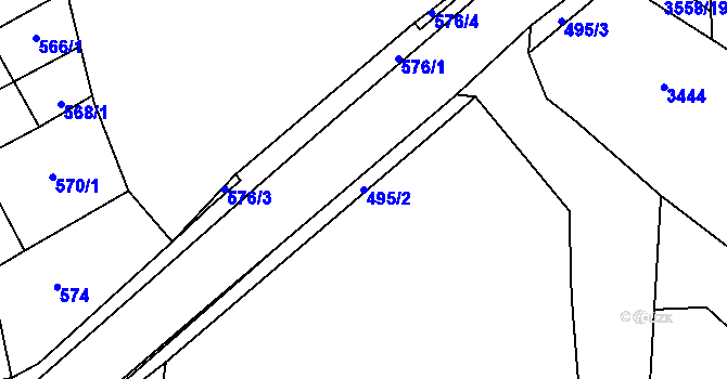 Parcela st. 495/2 v KÚ Hustopeče u Brna, Katastrální mapa