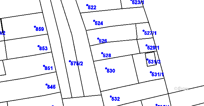 Parcela st. 528 v KÚ Hustopeče u Brna, Katastrální mapa