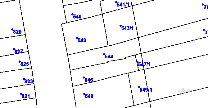 Parcela st. 544 v KÚ Hustopeče u Brna, Katastrální mapa