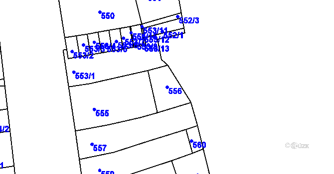 Parcela st. 556 v KÚ Hustopeče u Brna, Katastrální mapa