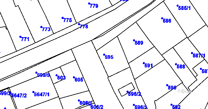 Parcela st. 595 v KÚ Hustopeče u Brna, Katastrální mapa