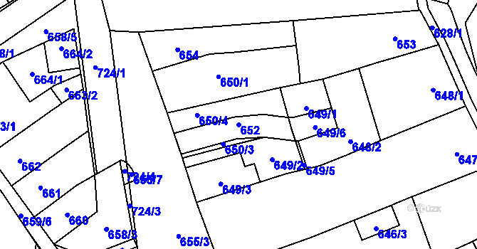 Parcela st. 652 v KÚ Hustopeče u Brna, Katastrální mapa