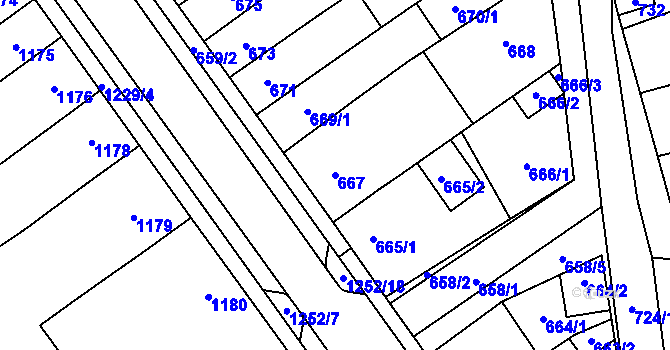 Parcela st. 667 v KÚ Hustopeče u Brna, Katastrální mapa