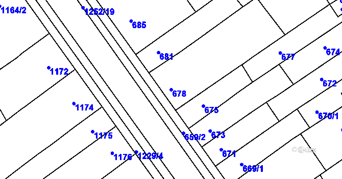 Parcela st. 678 v KÚ Hustopeče u Brna, Katastrální mapa