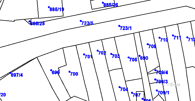 Parcela st. 702 v KÚ Hustopeče u Brna, Katastrální mapa