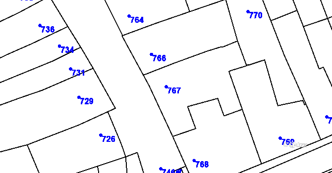 Parcela st. 767 v KÚ Hustopeče u Brna, Katastrální mapa