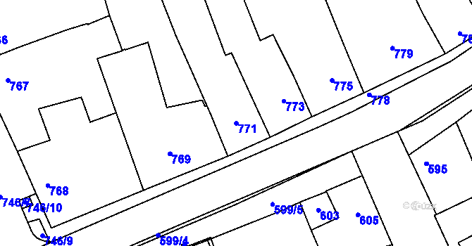 Parcela st. 771 v KÚ Hustopeče u Brna, Katastrální mapa