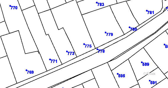 Parcela st. 775 v KÚ Hustopeče u Brna, Katastrální mapa