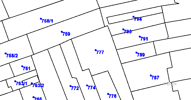 Parcela st. 777 v KÚ Hustopeče u Brna, Katastrální mapa