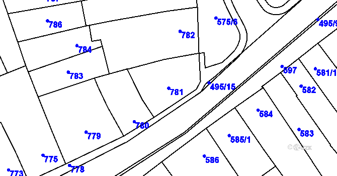 Parcela st. 781 v KÚ Hustopeče u Brna, Katastrální mapa