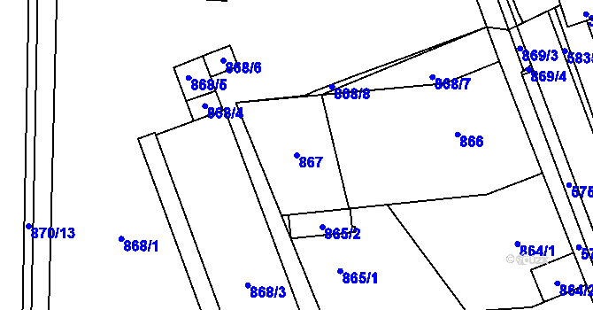 Parcela st. 867 v KÚ Hustopeče u Brna, Katastrální mapa