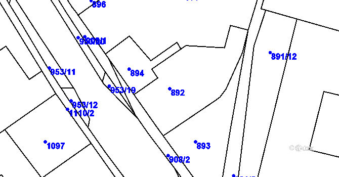 Parcela st. 892 v KÚ Hustopeče u Brna, Katastrální mapa