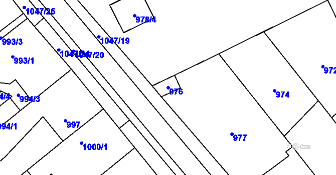 Parcela st. 976 v KÚ Hustopeče u Brna, Katastrální mapa