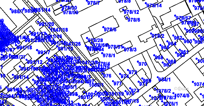 Parcela st. 978/1 v KÚ Hustopeče u Brna, Katastrální mapa