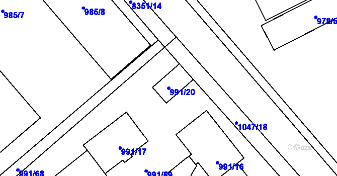 Parcela st. 991/20 v KÚ Hustopeče u Brna, Katastrální mapa