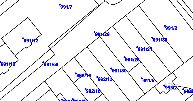 Parcela st. 991/31 v KÚ Hustopeče u Brna, Katastrální mapa