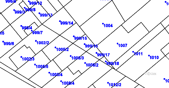 Parcela st. 999/16 v KÚ Hustopeče u Brna, Katastrální mapa
