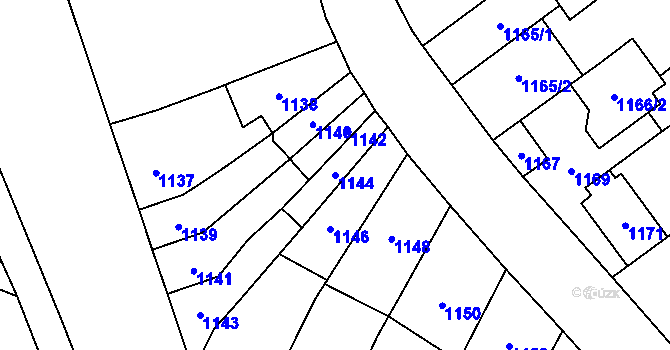 Parcela st. 1144 v KÚ Hustopeče u Brna, Katastrální mapa