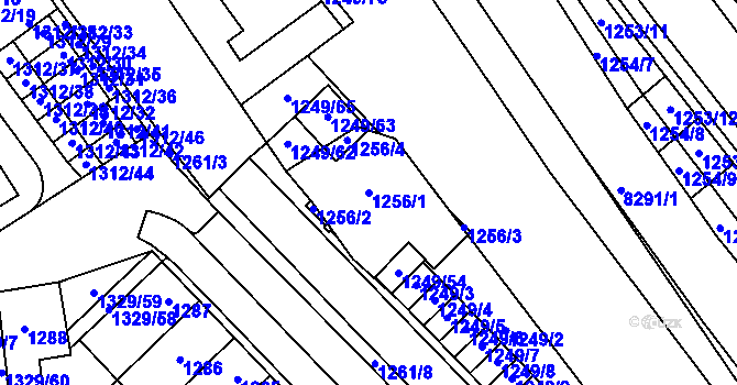 Parcela st. 1256/1 v KÚ Hustopeče u Brna, Katastrální mapa
