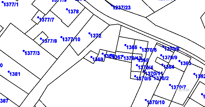 Parcela st. 1368 v KÚ Hustopeče u Brna, Katastrální mapa