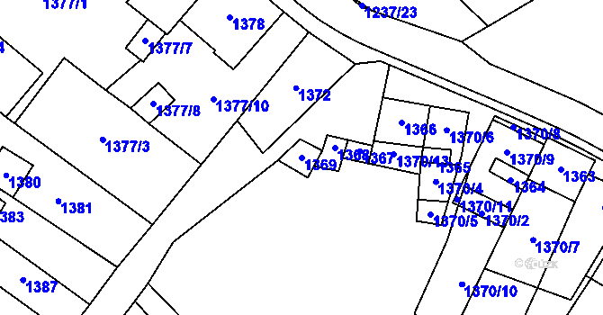Parcela st. 1369 v KÚ Hustopeče u Brna, Katastrální mapa