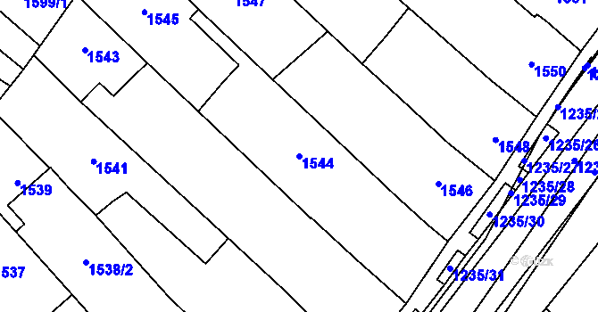 Parcela st. 1544 v KÚ Hustopeče u Brna, Katastrální mapa