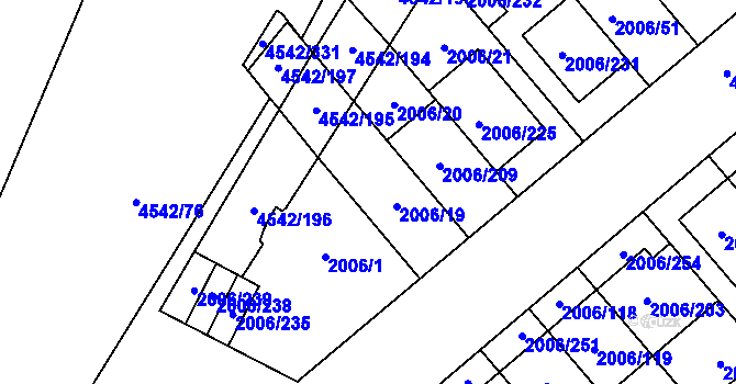 Parcela st. 2006/19 v KÚ Hustopeče u Brna, Katastrální mapa