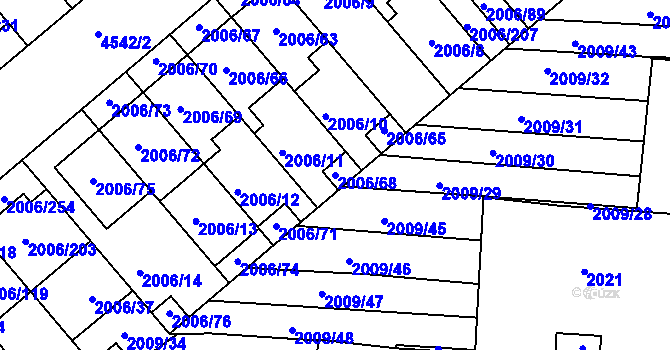 Parcela st. 2006/68 v KÚ Hustopeče u Brna, Katastrální mapa