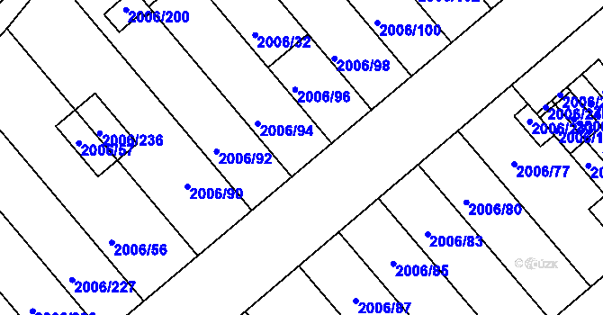 Parcela st. 2006/93 v KÚ Hustopeče u Brna, Katastrální mapa